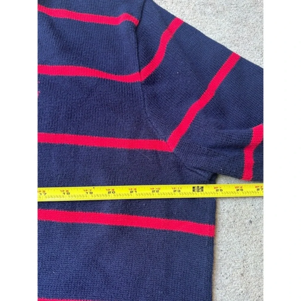Vtg polo‎ ralph lauren sweater Navy And Red Striped XXL Cotton  1/4 Zip